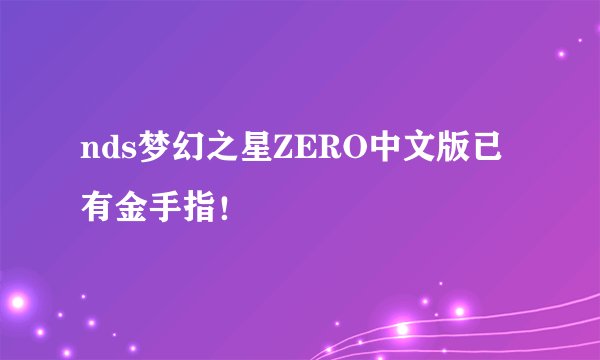 nds梦幻之星ZERO中文版已有金手指！
