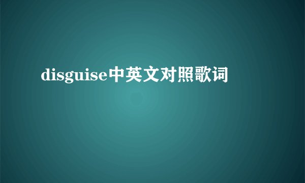 disguise中英文对照歌词