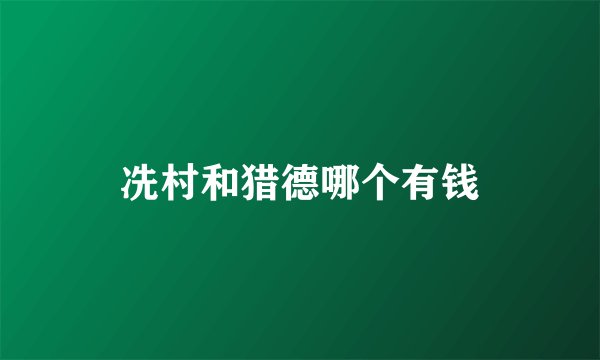 冼村和猎德哪个有钱