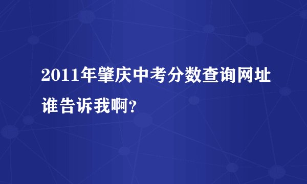 2011年肇庆中考分数查询网址谁告诉我啊？