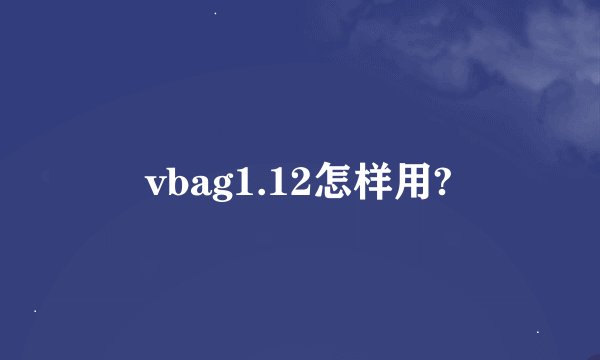 vbag1.12怎样用?