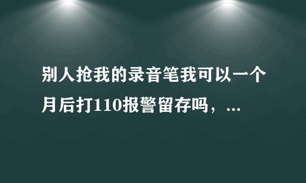 别人抢我的录音笔我可以一个月后打110报警留存吗，以防下次他再抢