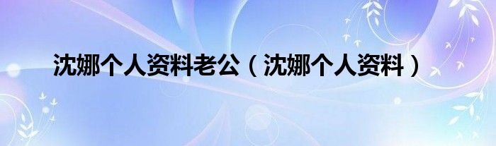 沈娜个人资料老公沈娜个人资料