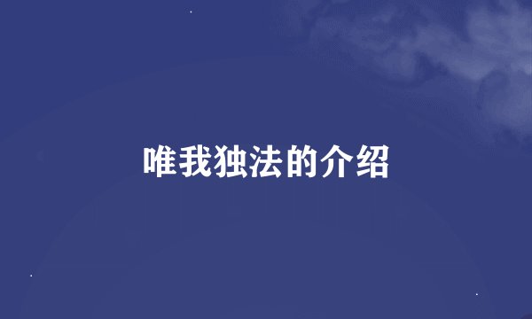 唯我独法的介绍
