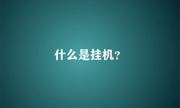 什么是挂机？