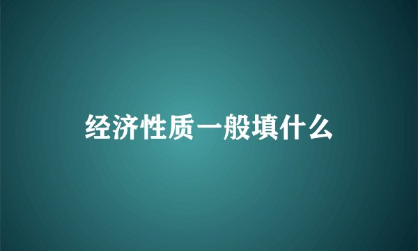 经济性质一般填什么