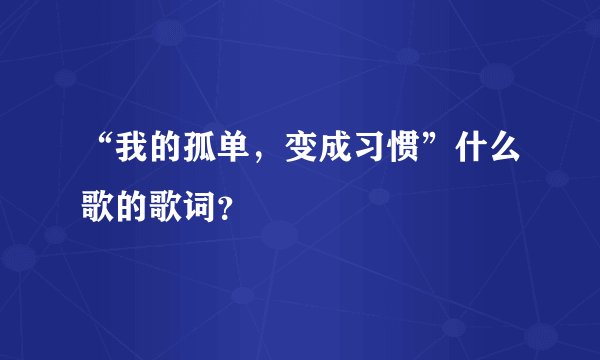 “我的孤单,变成习惯”什么歌的歌词?