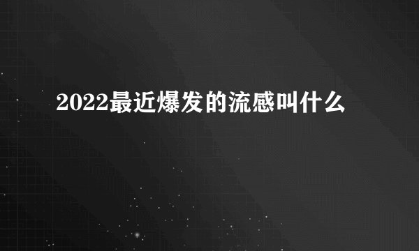 2022最近爆发的流感叫什么
