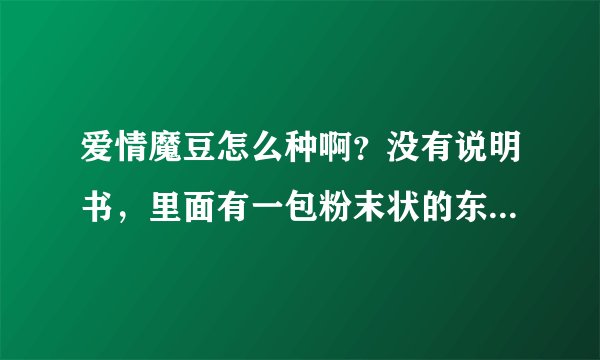 爱情魔豆怎么种啊？没有说明书，里面有一包粉末状的东西，不知道是肥料还是土壤，还有一包刻有字的豆子。