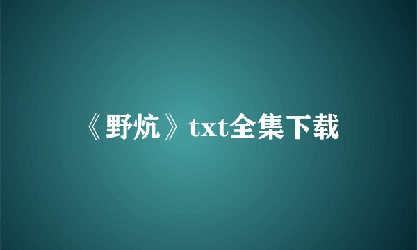 《野炕》txt全集下载