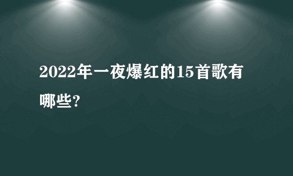 2022年一夜爆红的15首歌有哪些?