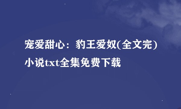 宠爱甜心：豹王爱奴(全文完)小说txt全集免费下载