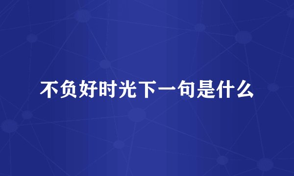 不负好时光下一句是什么