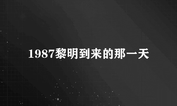 1987黎明到来的那一天