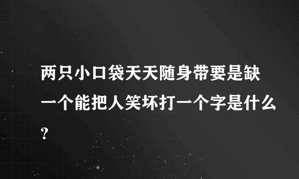 两只小口袋天天随身带要是缺一个能把人笑坏打一个字是什么？