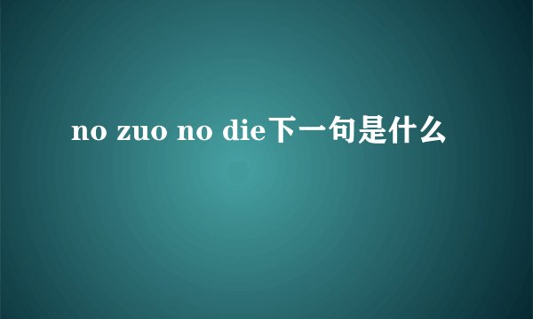 no zuo no die下一句是什么