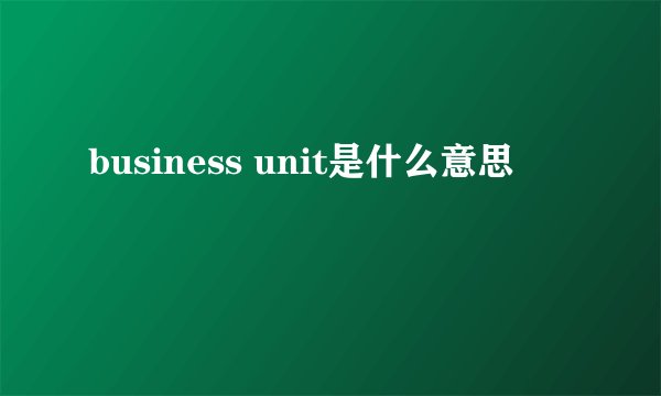 business unit是什么意思