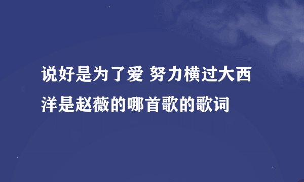 说好是为了爱 努力横过大西洋是赵薇的哪首歌的歌词