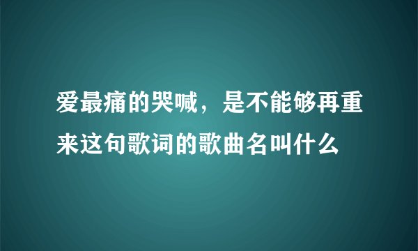 爱最痛的哭喊，是不能够再重来这句歌词的歌曲名叫什么