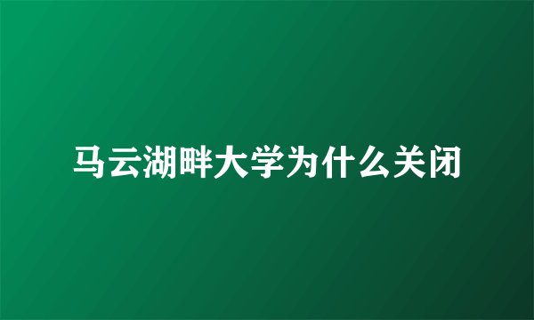 马云湖畔大学为什么关闭