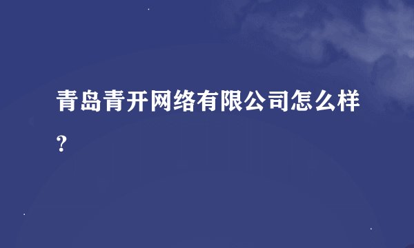 青岛青开网络有限公司怎么样？