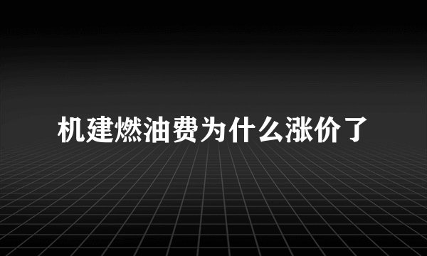 机建燃油费为什么涨价了
