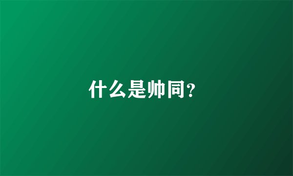 什么是帅同？
