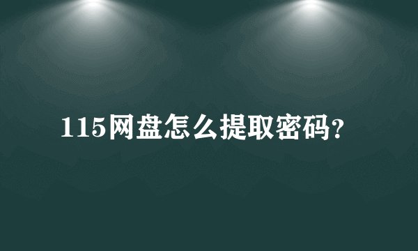 115网盘怎么提取密码？