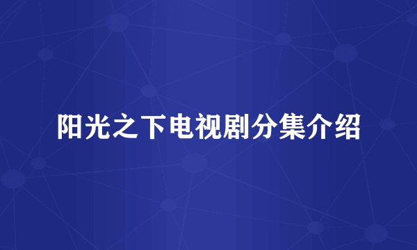 阳光之下电视剧分集介绍