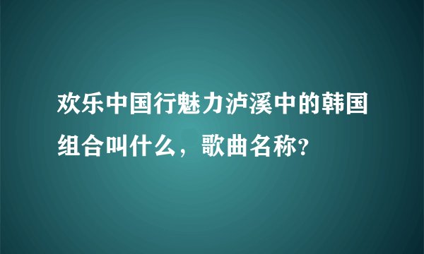 欢乐中国行魅力泸溪中的韩国组合叫什么，歌曲名称？