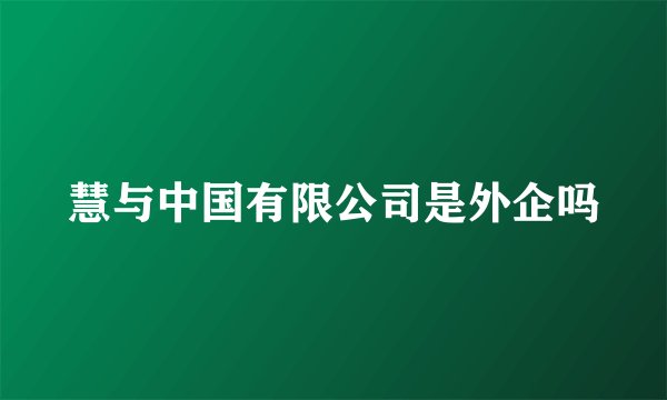 慧与中国有限公司是外企吗