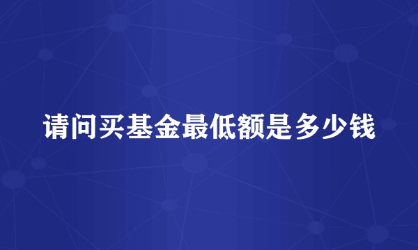 请问买基金最低额是多少钱