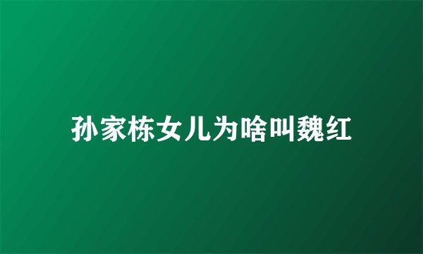 孙家栋女儿为啥叫魏红