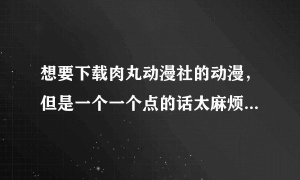 想要下载肉丸动漫社的动漫，但是一个一个点的话太麻烦了，有没有什么方法或者工具可以批量获取下载地址