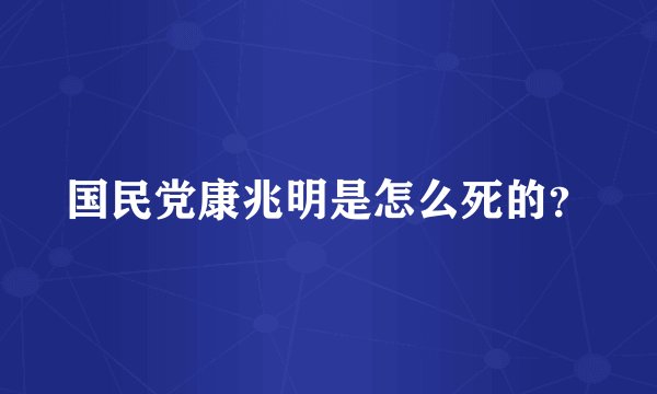国民党康兆明是怎么死的？