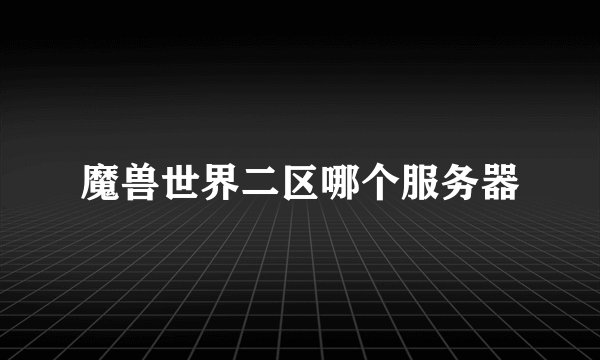 魔兽世界二区哪个服务器