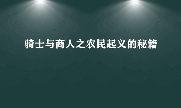 骑士与商人之农民起义的秘籍
