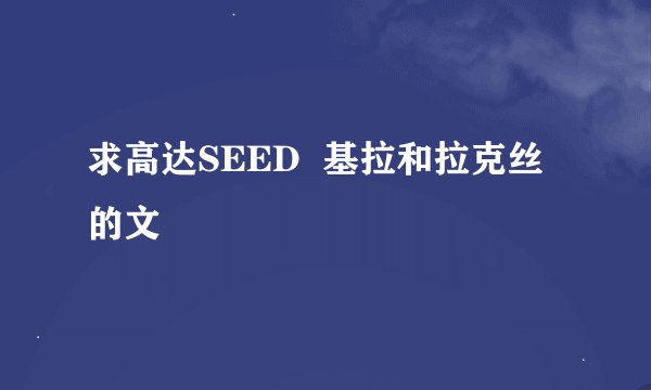 求高达SEED  基拉和拉克丝的文