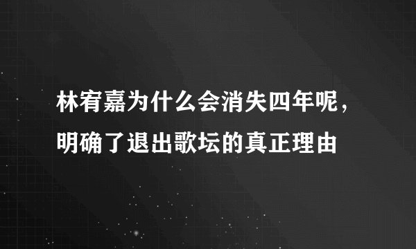 林宥嘉为什么会消失四年呢，明确了退出歌坛的真正理由