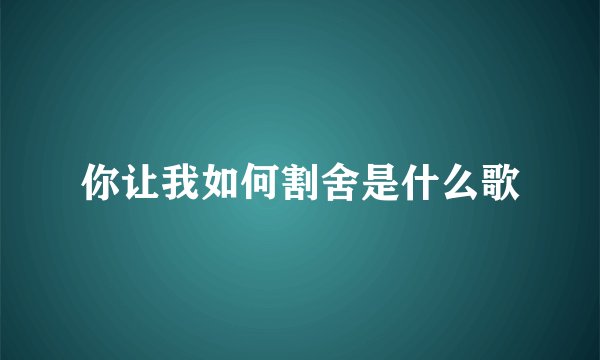 你让我如何割舍是什么歌
