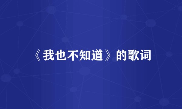 《我也不知道》的歌词