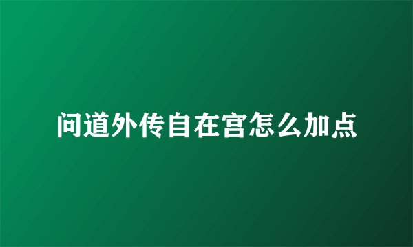 问道外传自在宫怎么加点