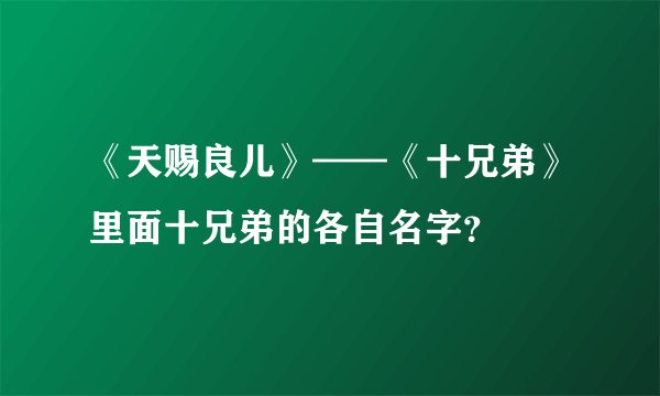 《天赐良儿》——《十兄弟》里面十兄弟的各自名字？