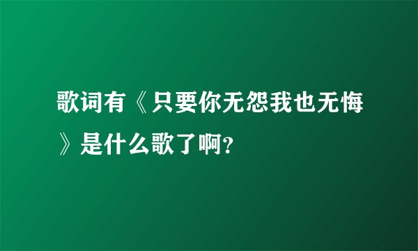 歌词有《只要你无怨我也无悔》是什么歌了啊？