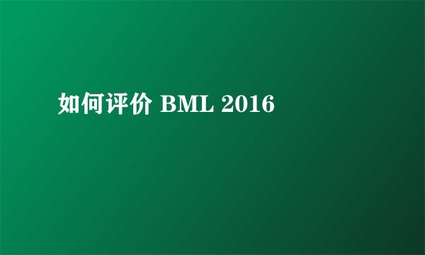 如何评价 BML 2016