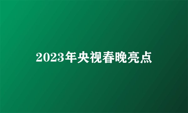 2023年央视春晚亮点