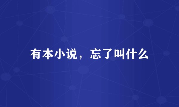 有本小说，忘了叫什么