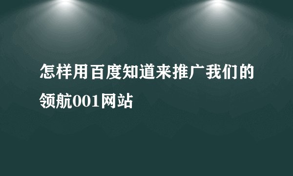 怎样用百度知道来推广我们的领航001网站