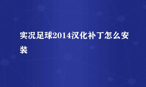 实况足球2014汉化补丁怎么安装