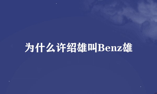 为什么许绍雄叫Benz雄